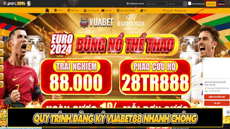 Quá trình đăng nhập vuabet88